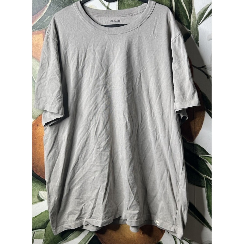 Madewell Allday Pocket Tee 2XL Beige Short Sleeve Crew Neck 100% Cotton Casual